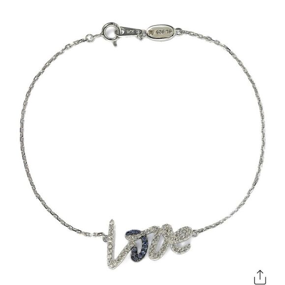SUZY LEVIAN Silver Diamond and Sapphire Love Bracelet